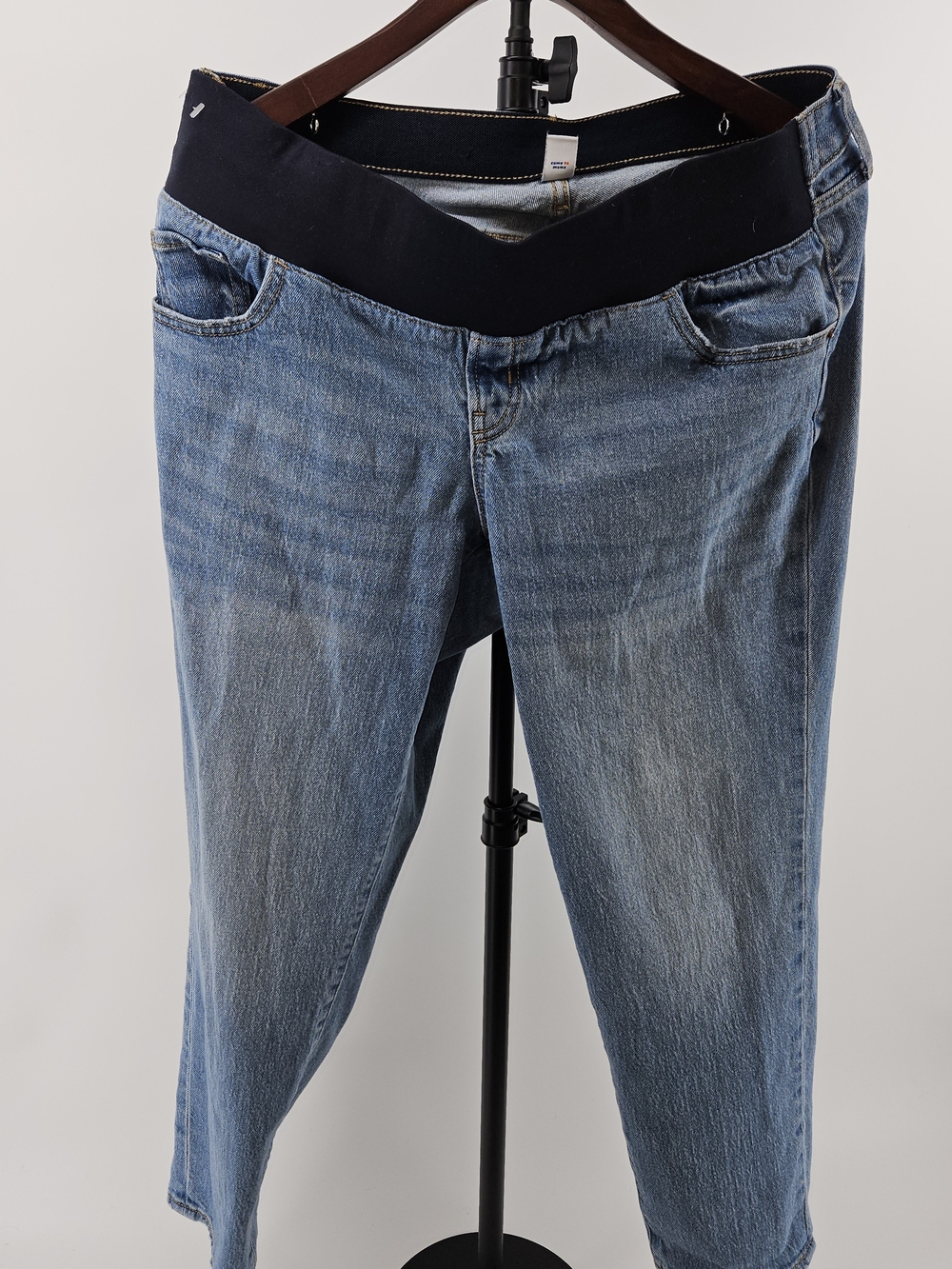 Maternity Blue Denim Jeans with Black Stretch Waistband